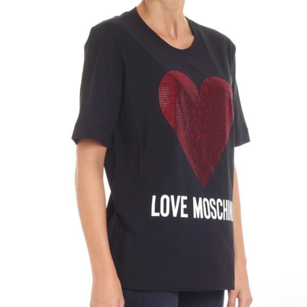 NWT Love Moschino Rhinestone Heart T-shirt - Picture 4 of 11